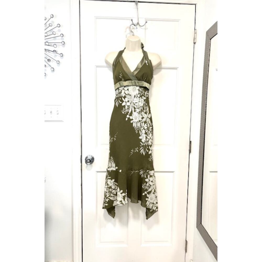 Charlotte Russe Vintage Y2K Dress USA Made Halter Handkerchief Hem Floral Small